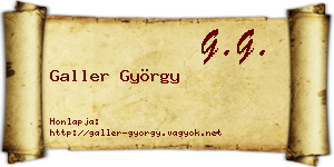 Galler György névjegykártya